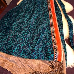 NWOT Sari silk wrap maxi skirt
